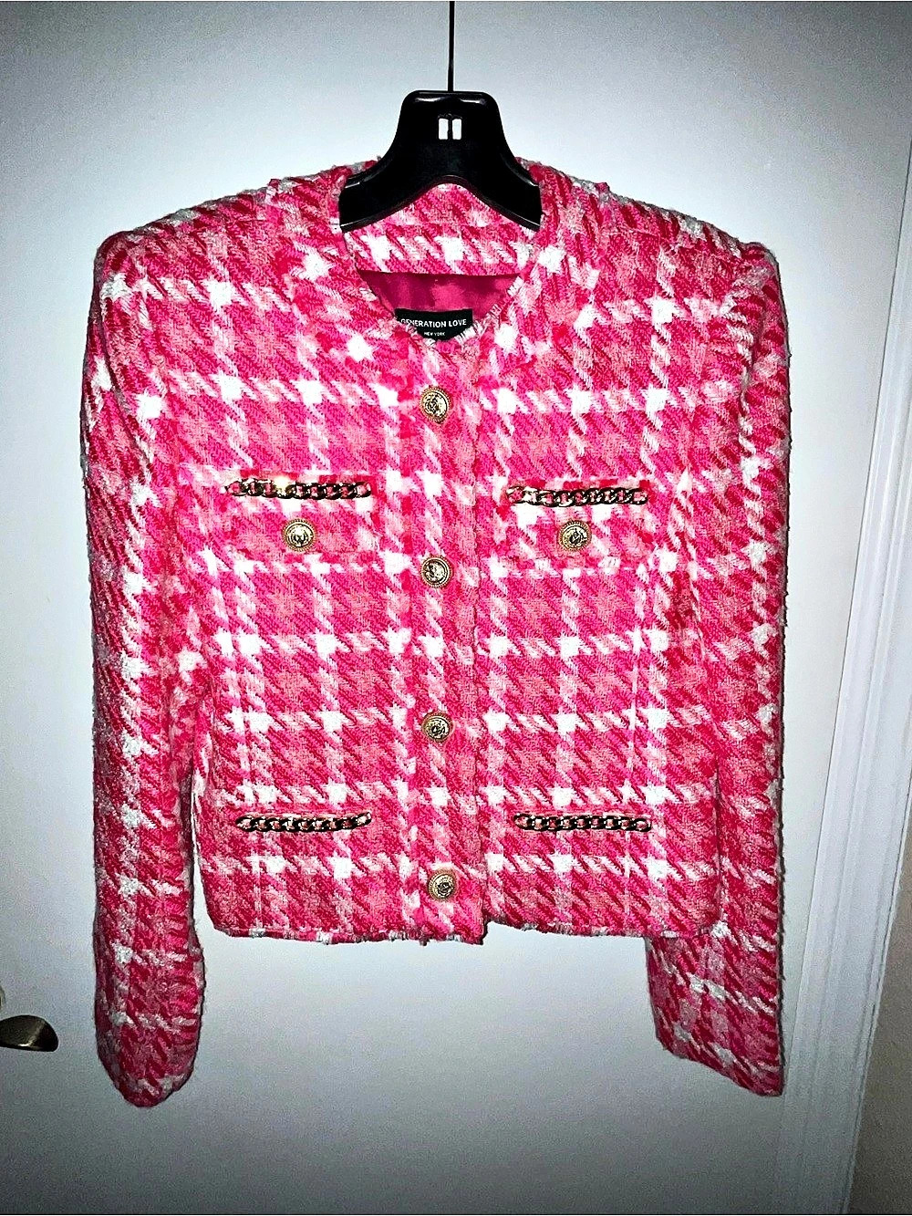 Generation Love Kristen Tweed Jacket Pink & White Small